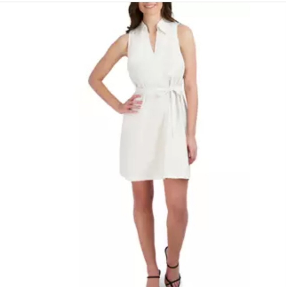 Signature by Robbie Bee White Linen Sheath Dress (M)